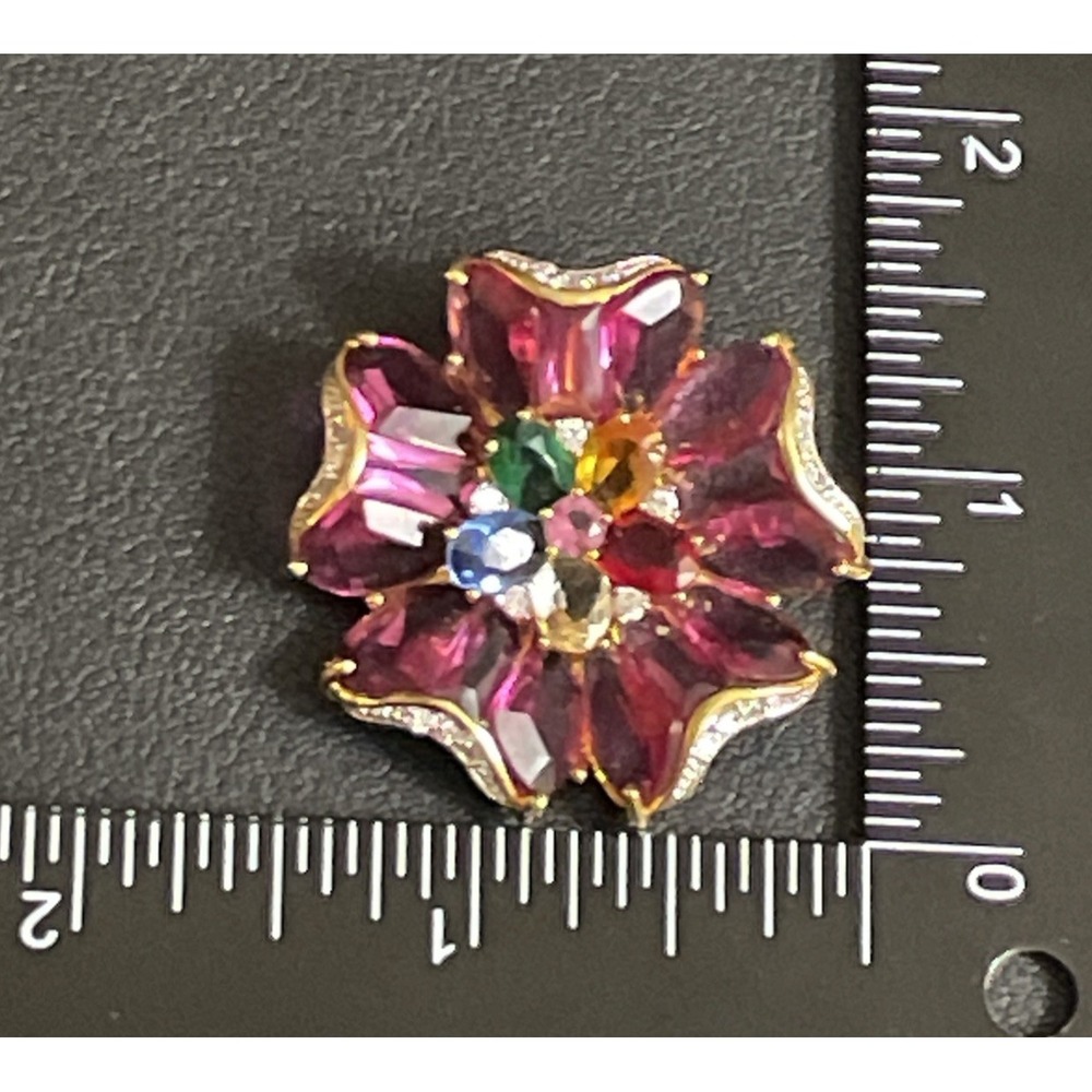 NOLAN MILLER Enhancer Pendant Jubilant Multi Color Flower Gold Tone Rhinestone - Picture 8 of 9
